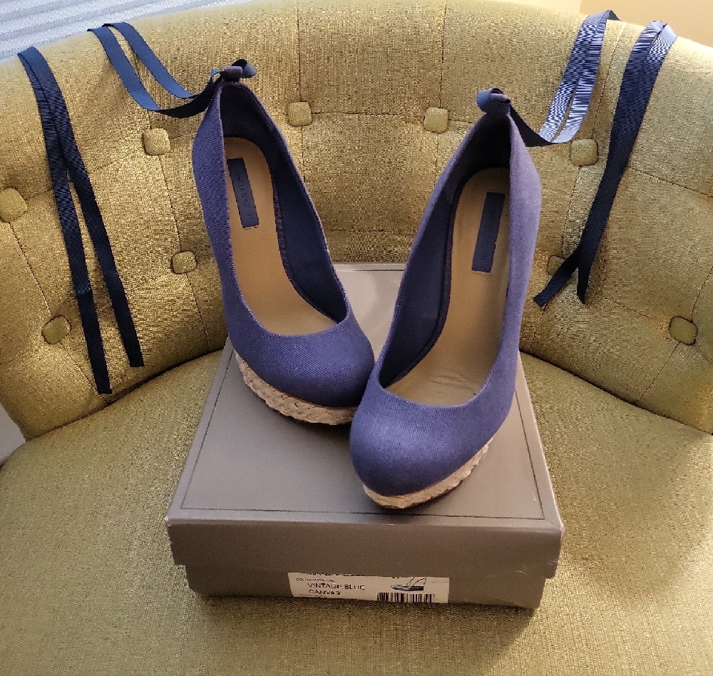 BCBGMaxAzria Blue Espadrille Ankle Strap Heels